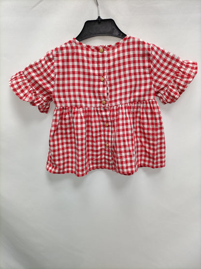 ZARA. Camisa de cuadros vichy rojo T.18/24m