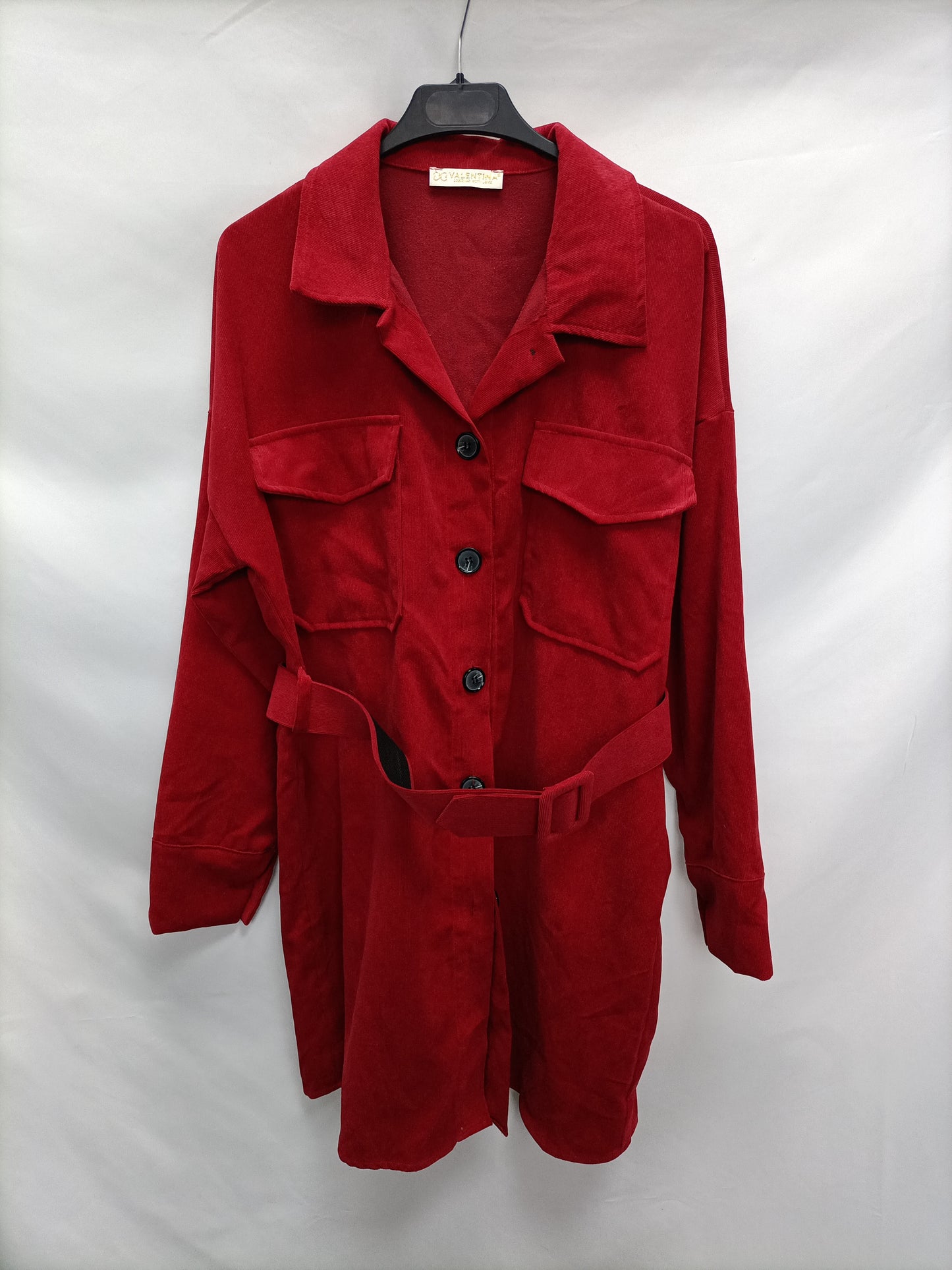 VALENTINA. Vestido pana rojo T.m