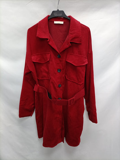 VALENTINA. Vestido pana rojo T.m