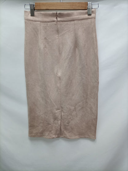 MISSGUIDED. Falda antelina rosa T.s