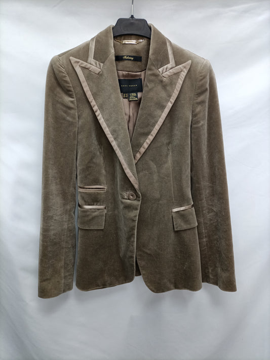 ZARA. Blazer terciopelo beige T.36