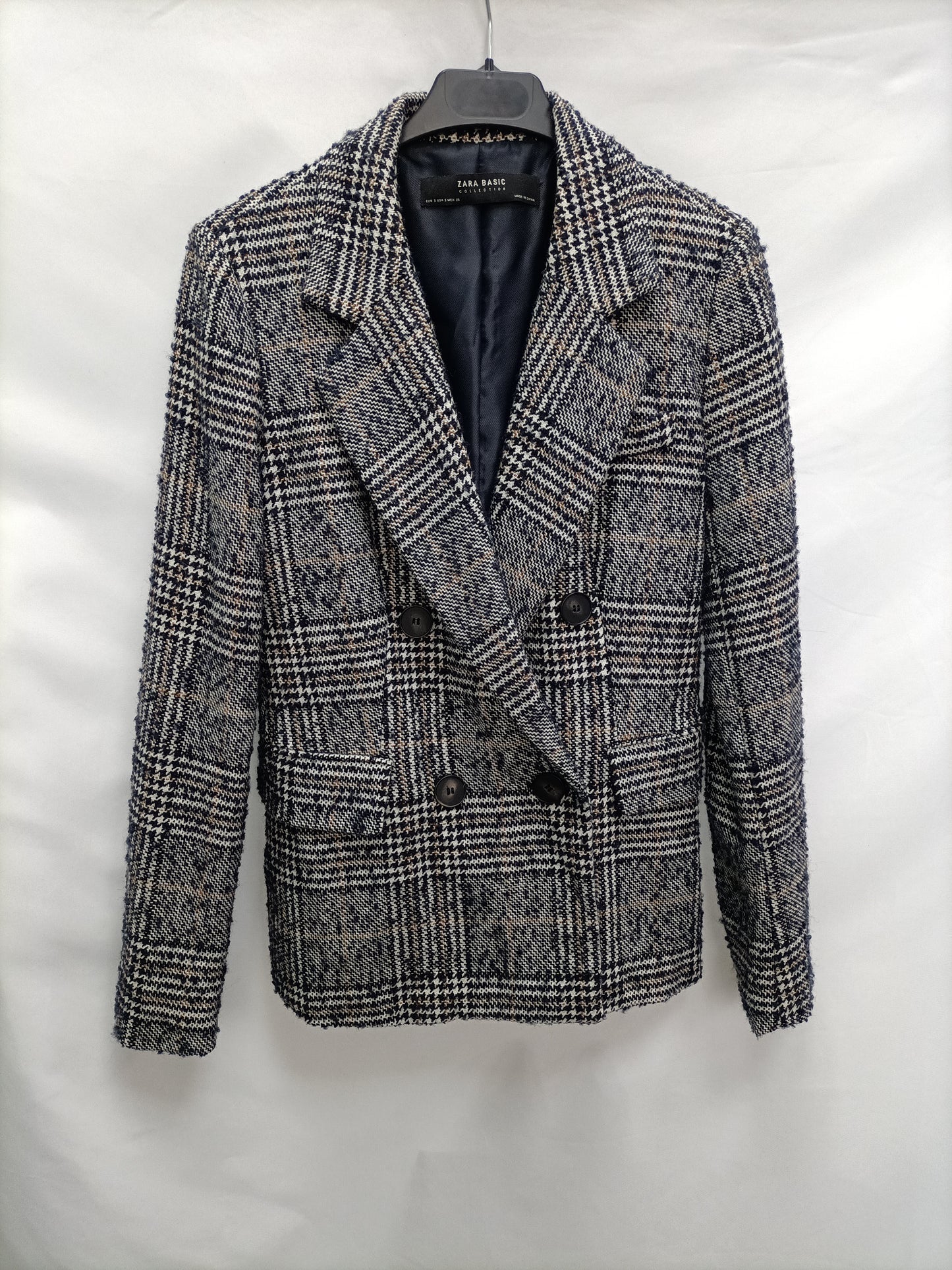 ZARA. Blazer cuadros cruzada T.s