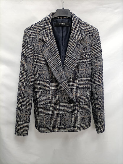 ZARA. Blazer cuadros cruzada T.s