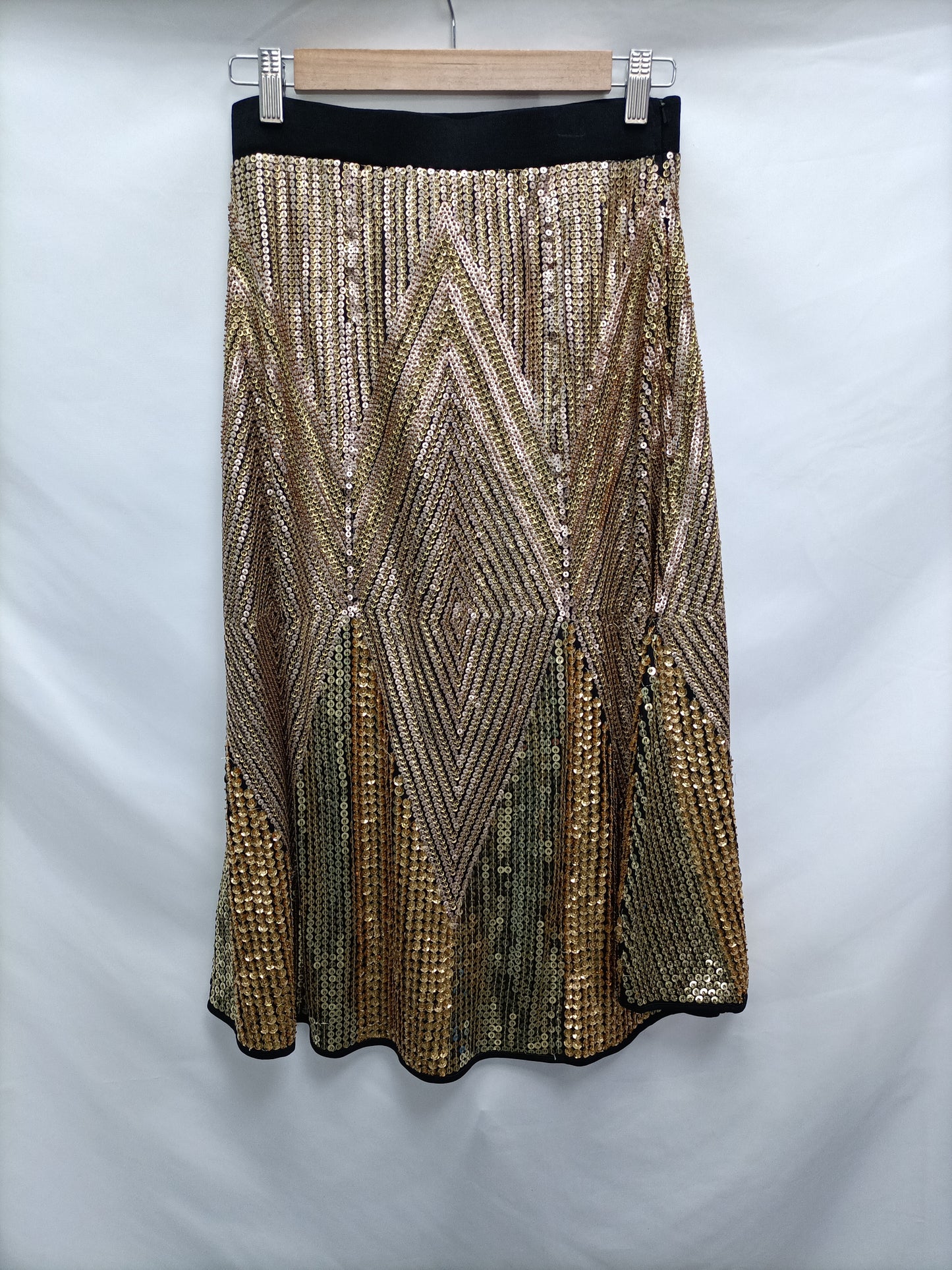 ZARA. Falda midi lentejuelas T.s