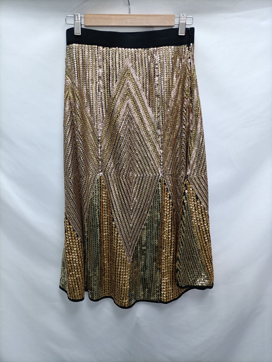 ZARA. Falda midi lentejuelas T.s