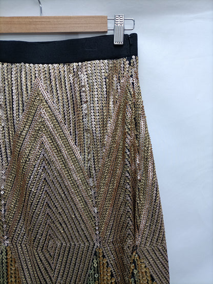 ZARA. Falda midi lentejuelas T.s