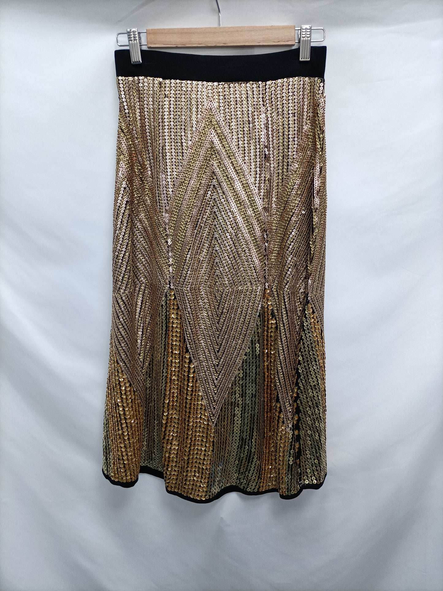 ZARA. Falda midi lentejuelas T.s