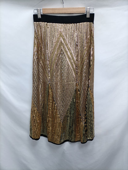 ZARA. Falda midi lentejuelas T.s