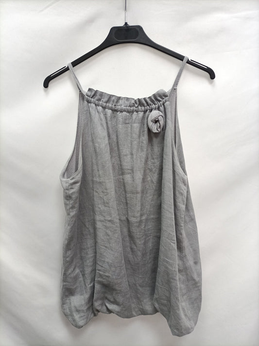 OTRAS. Top lino gris T.m