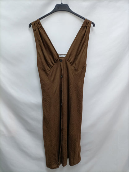 PULL&BEAR. Vestido verde Abotonado T.s