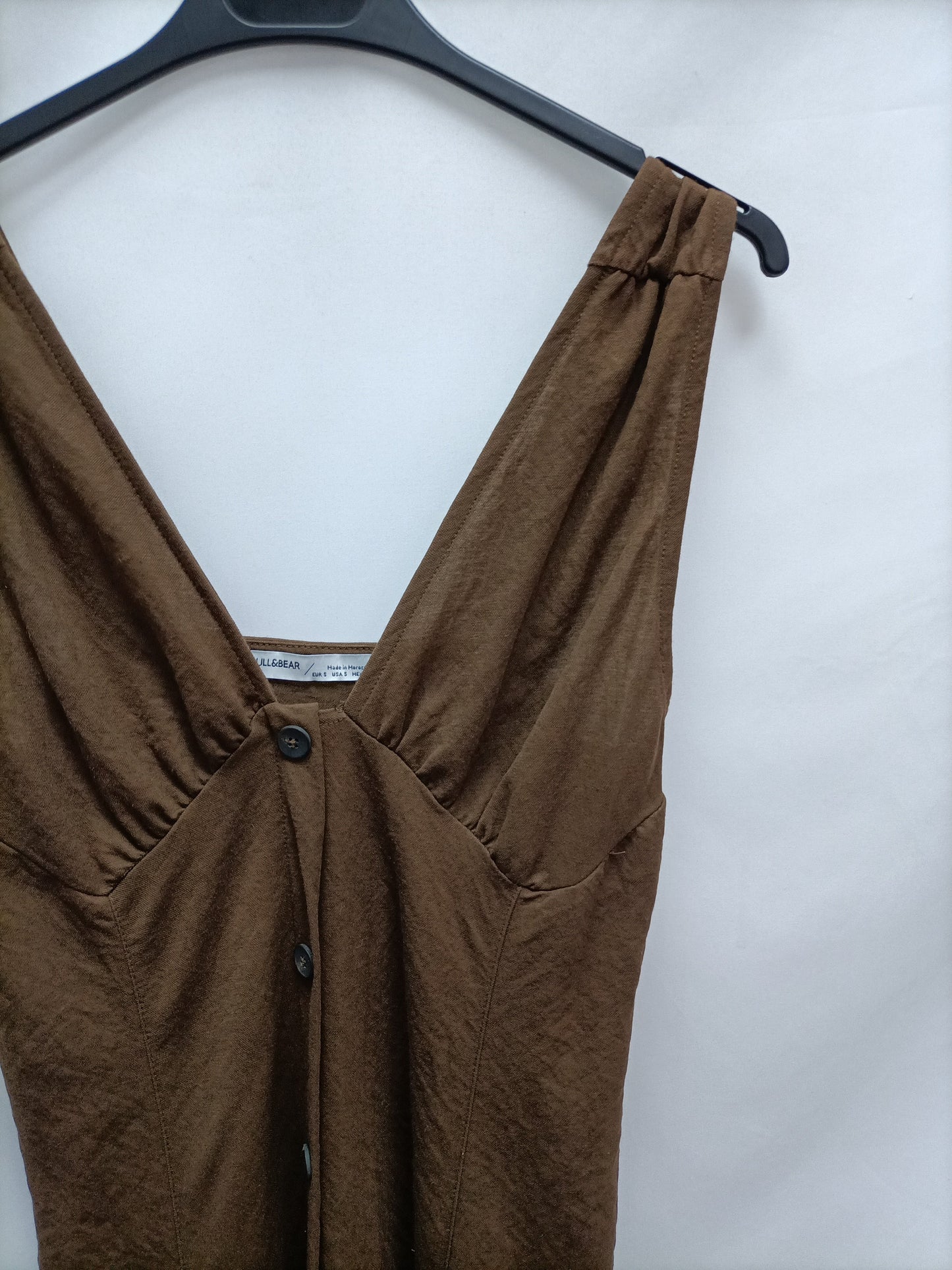 PULL&BEAR. Vestido verde Abotonado T.s