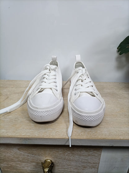 PRIMARK. zapatillas blancas polipiel T. 38