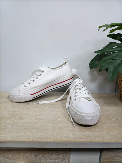 PRIMARK. zapatillas blancas polipiel T. 38
