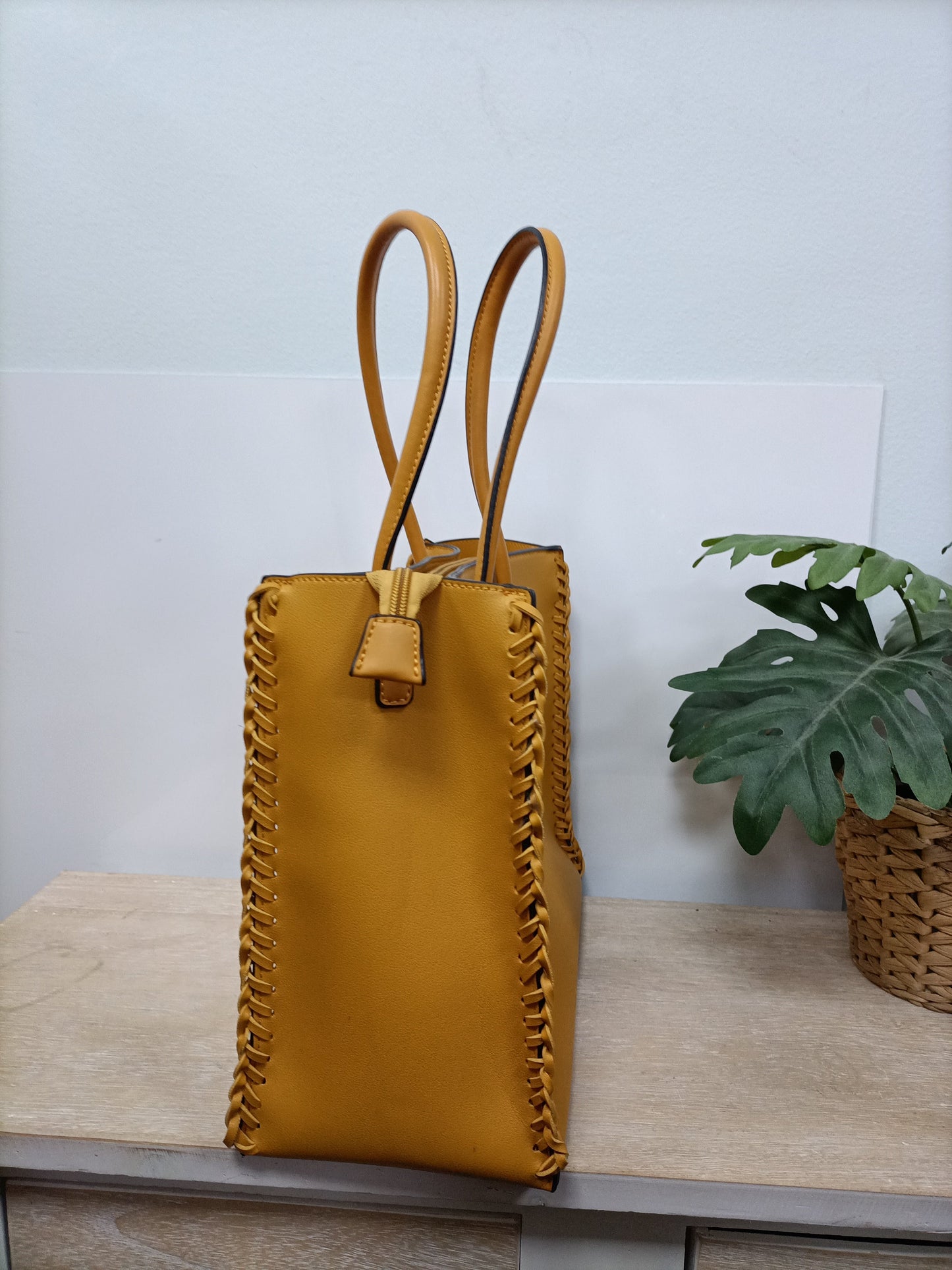 OTHERS. Mustard faux leather bag