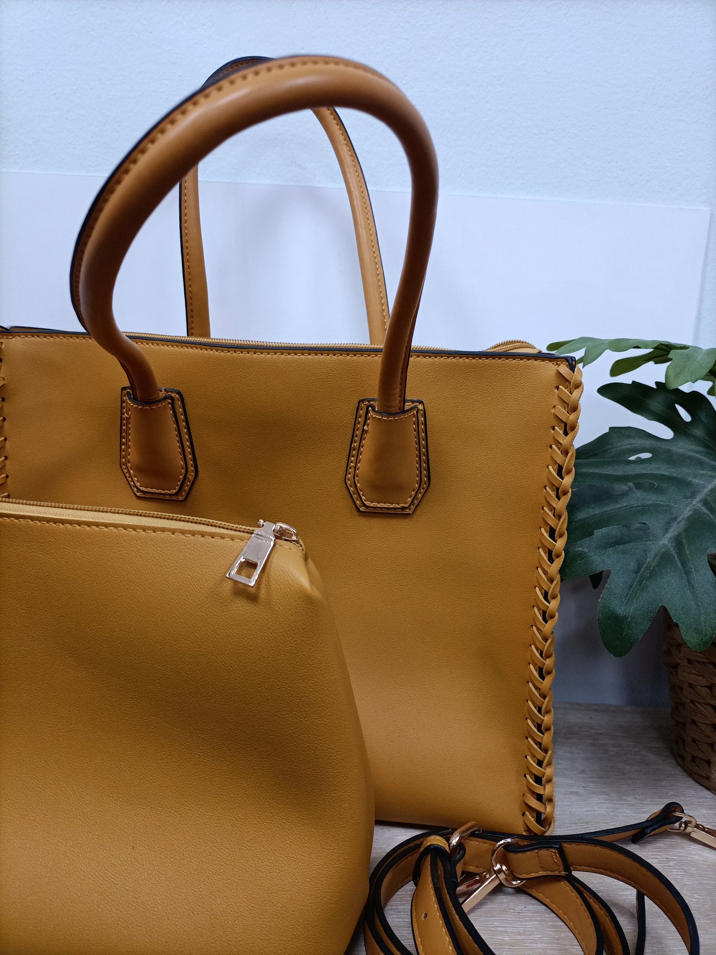 OTHERS. Mustard faux leather bag