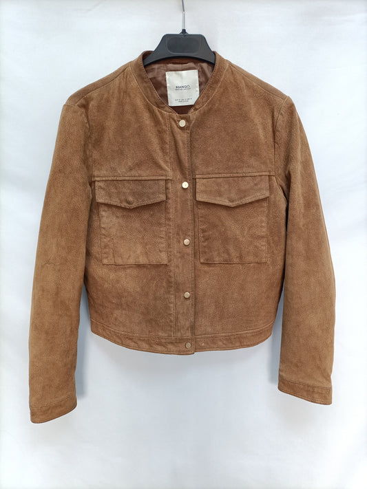 MANGO. Camel Tm leather jacket (tara)