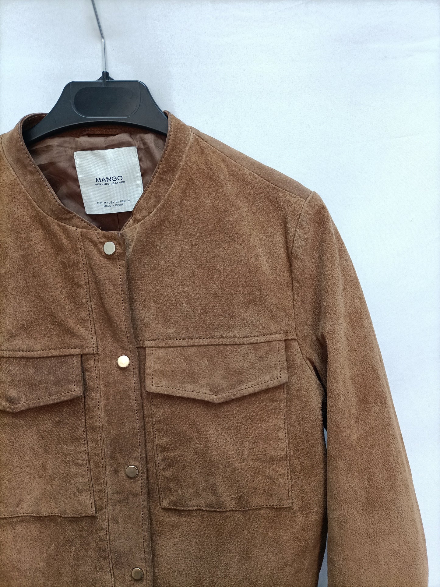 MANGO. Cazadora piel Camel T.m (tara)