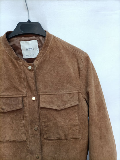 MANGO. Cazadora piel Camel T.m (tara)