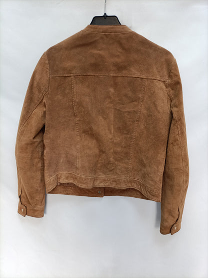 MANGO. Cazadora piel Camel T.m (tara)