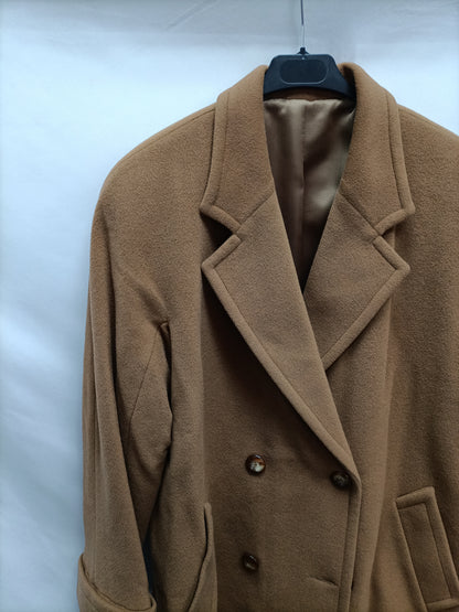 OTRAS. Abrigo lana camel T.46