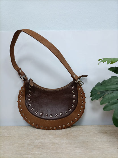 MOGANBO. Bolso marrón argollas