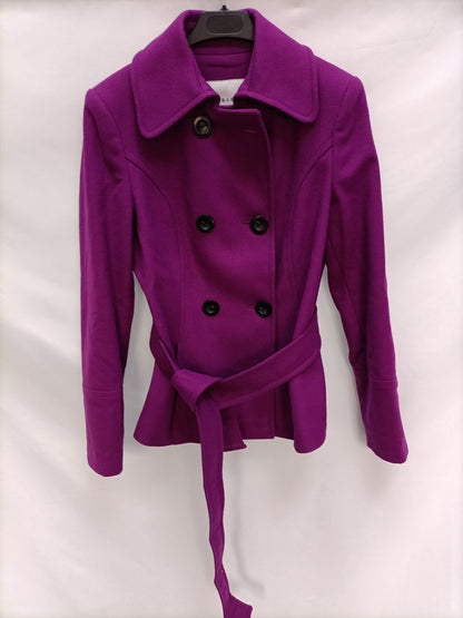 ZARA. Abrigo de paño morado T.s