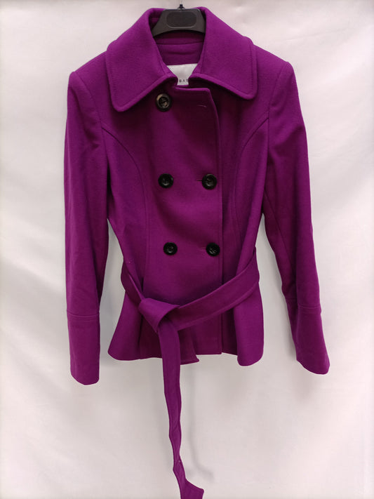 ZARA. Abrigo de paño morado T.s