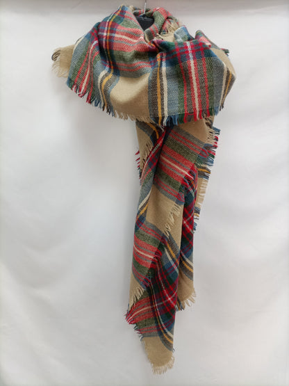 OTRAS. Bufanda beige cuadros