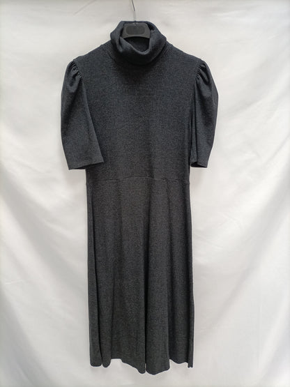 ZARA. Vestido gris canale mangas abullonadas T.L