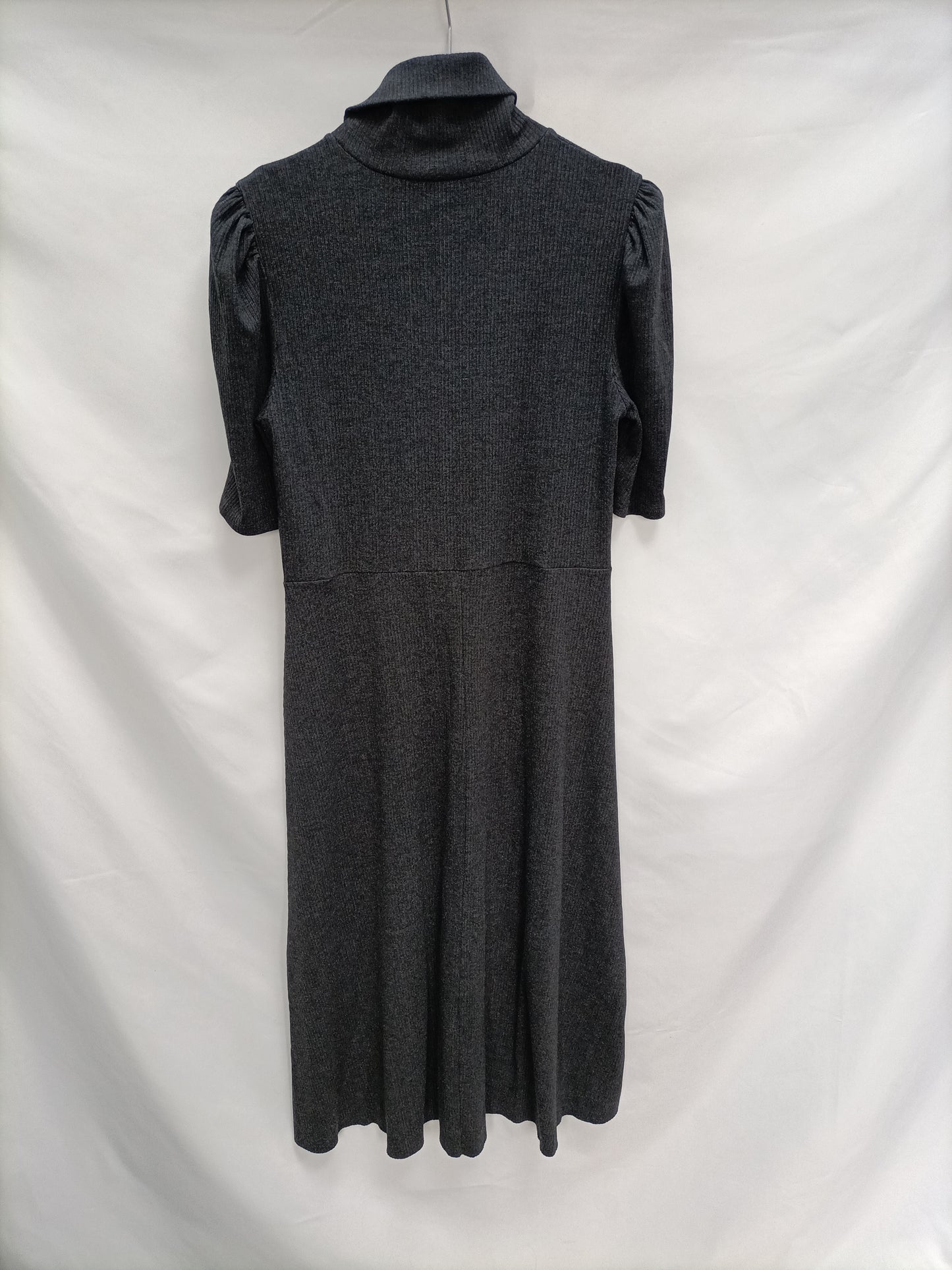 ZARA. Vestido gris canale mangas abullonadas T.L