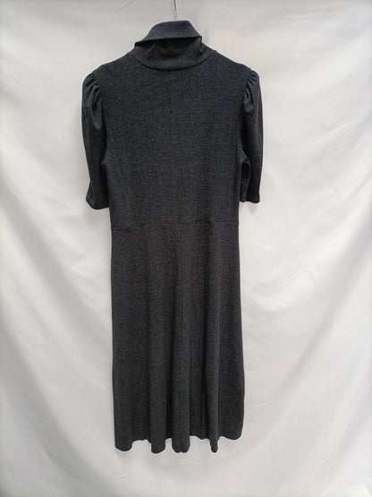 ZARA. Vestido gris canale mangas abullonadas T.L