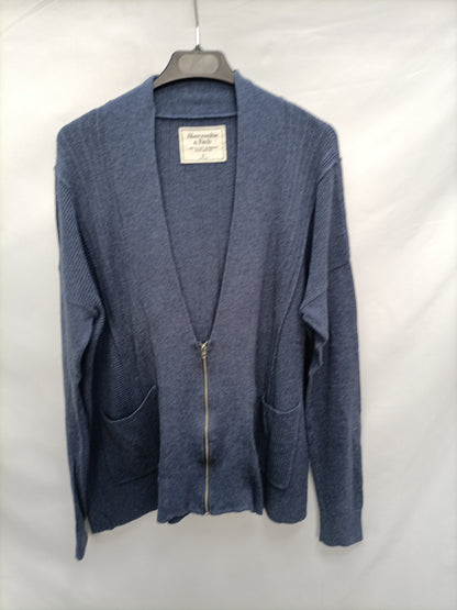 ABERCROMBIE &amp; FITCH. Blue Ts Zip-Up Cardigan