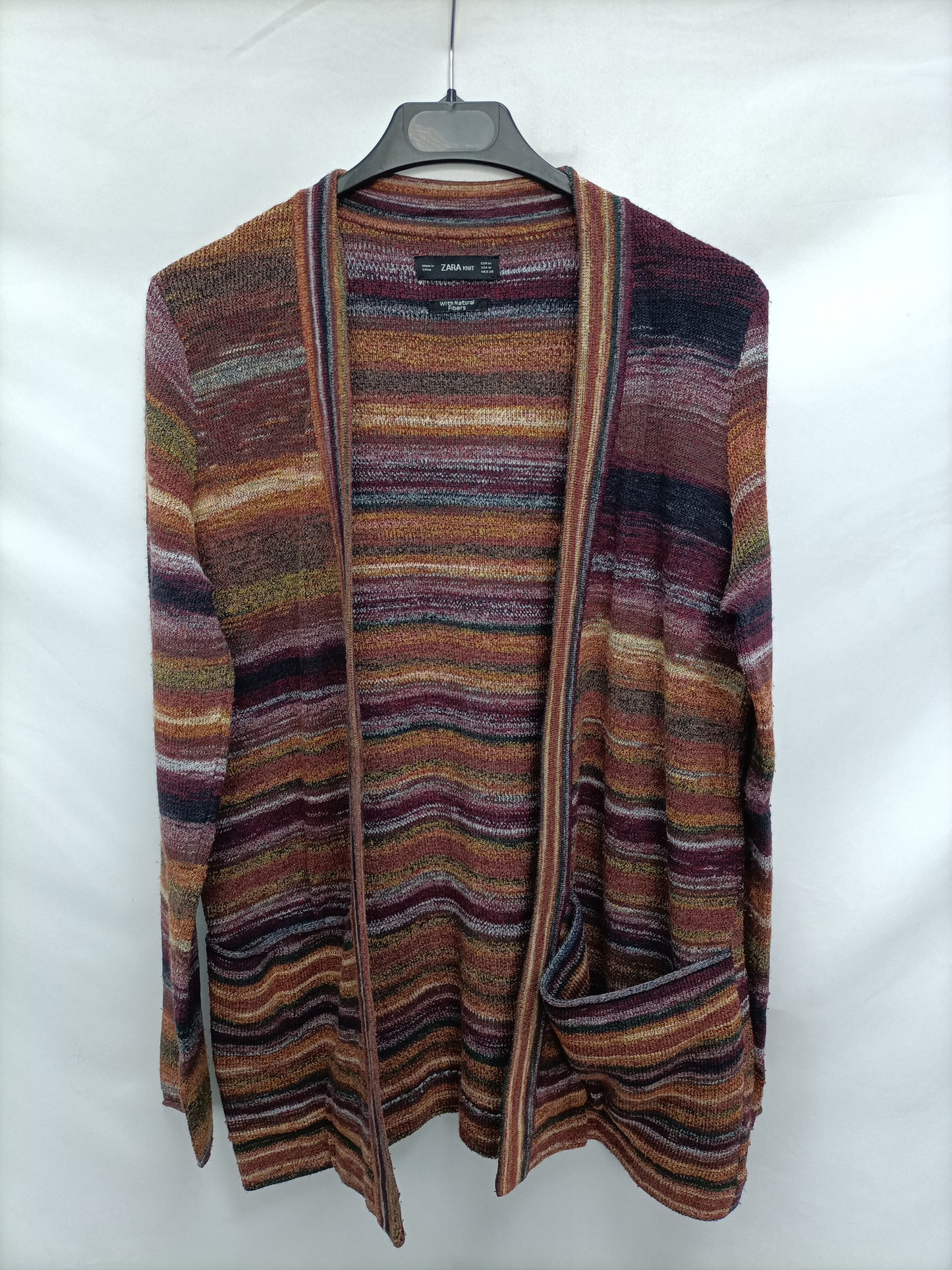 ZARA. Cárdigan rayas tonod tierra T.m