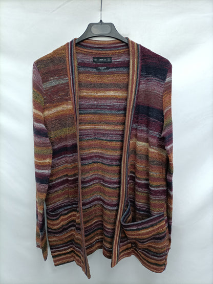 ZARA. Cárdigan rayas tonod tierra T.m