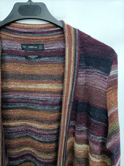 ZARA. Cárdigan rayas tonod tierra T.m
