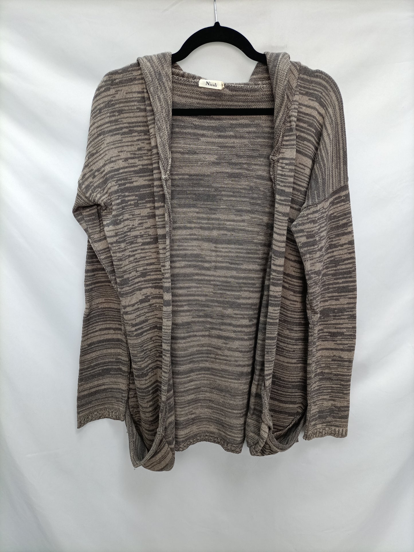 NICOLI. Beige and gray striped cardigan Tm