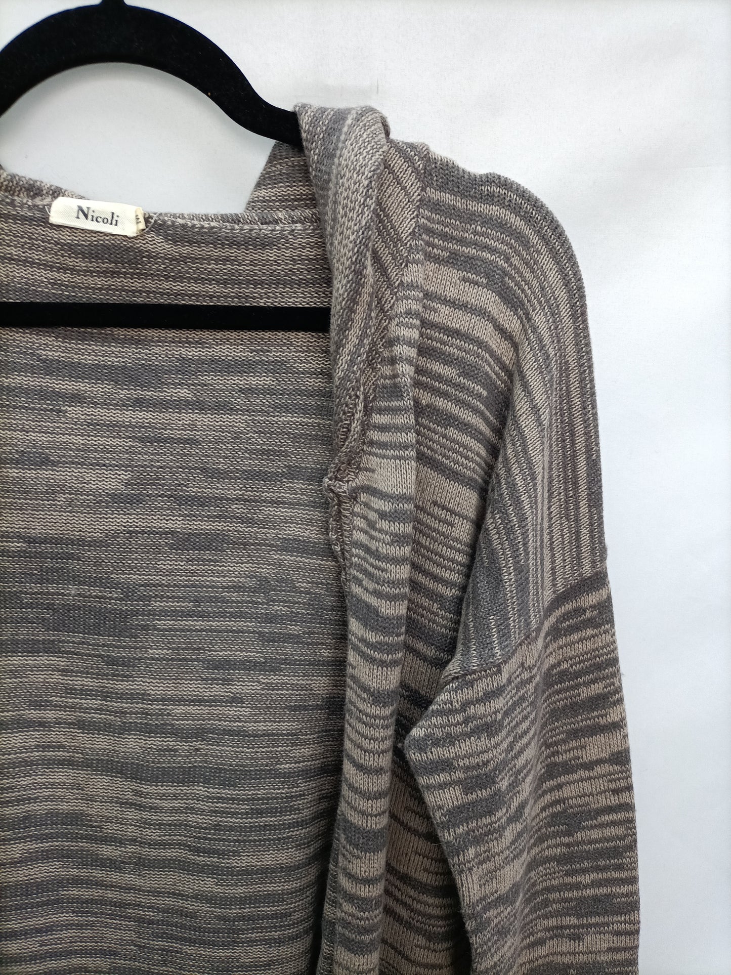 NICOLI. Beige and gray striped cardigan Tm
