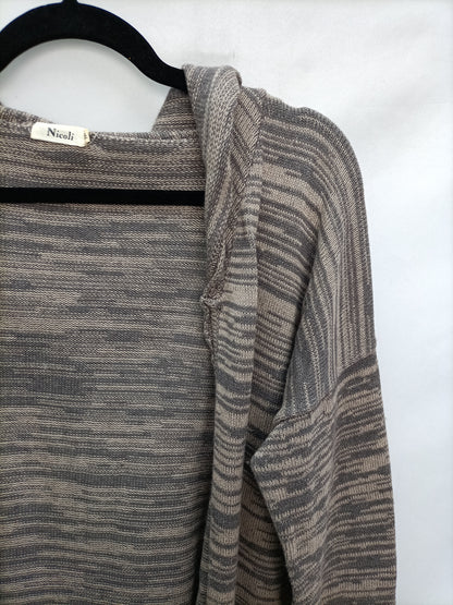 NICOLI. Beige and gray striped cardigan Tm