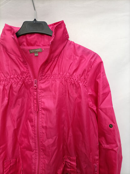 IN EXTENDED. Pink waterproof parka S. 13-14 years