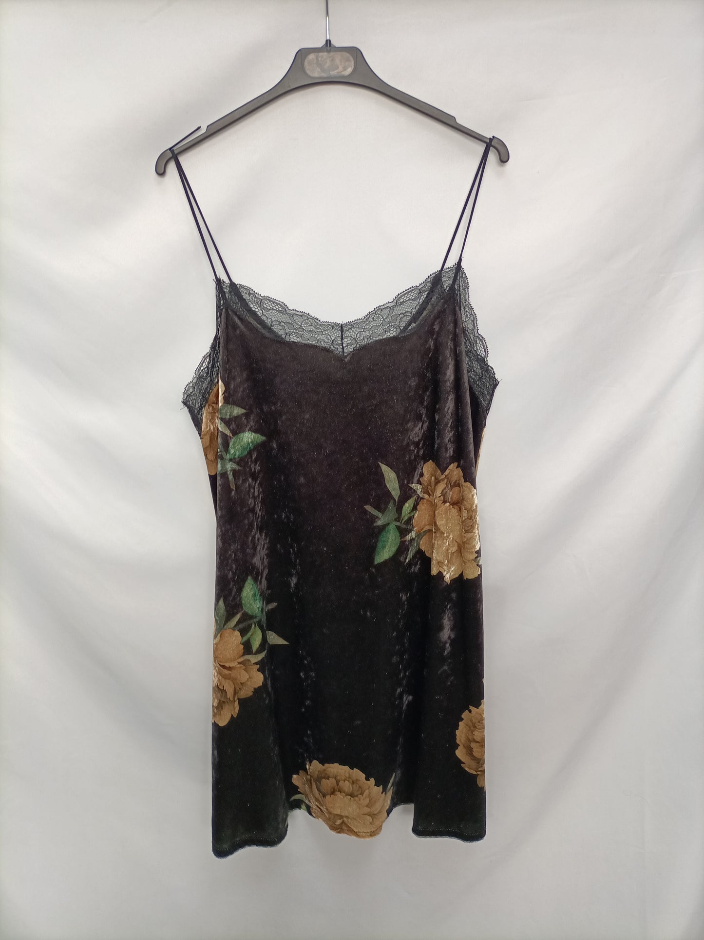 MANGO. Vestido terciopelo lencero T.l