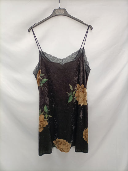MANGO. Vestido terciopelo lencero T.l