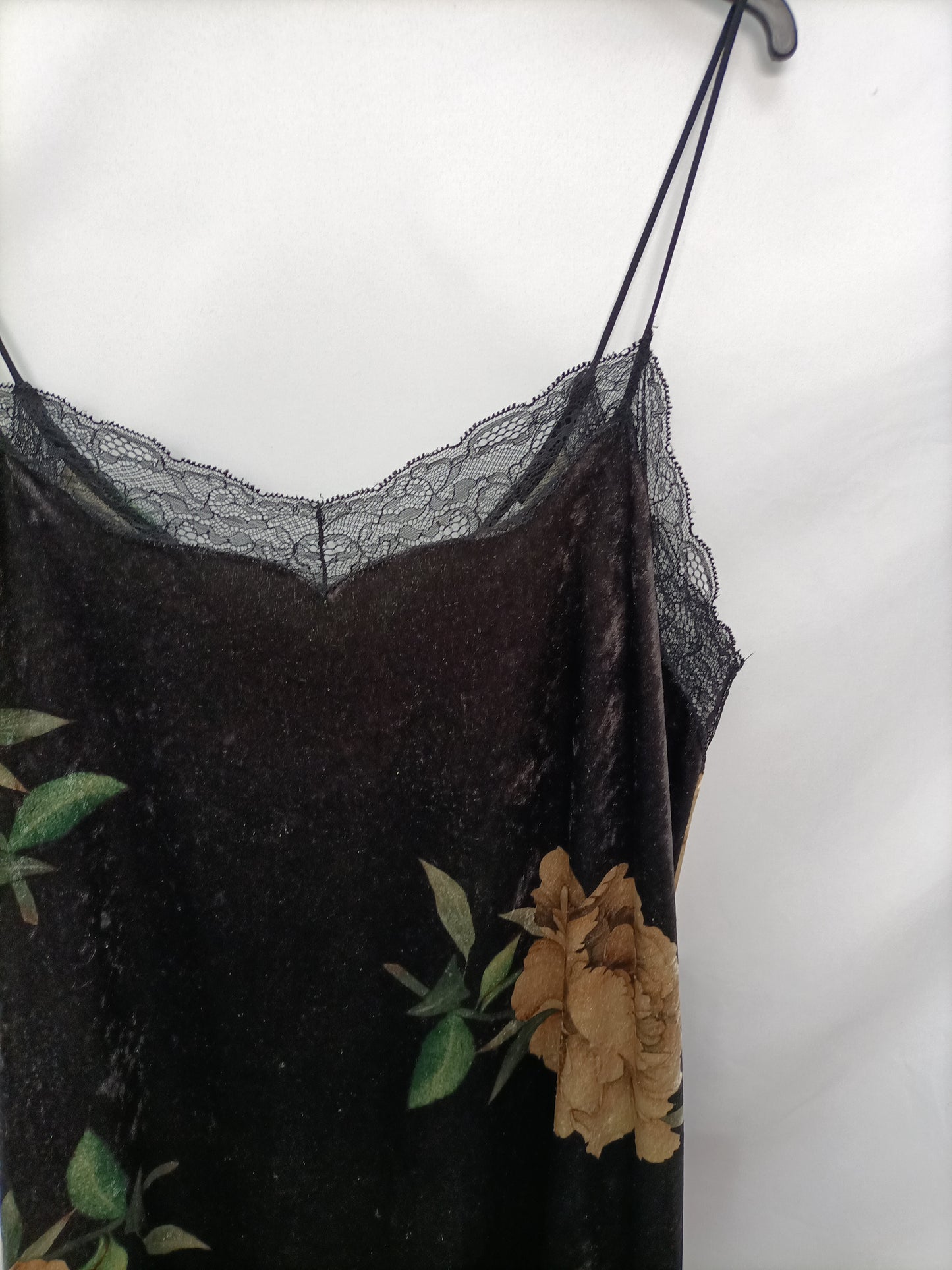 MANGO. Vestido terciopelo lencero T.l