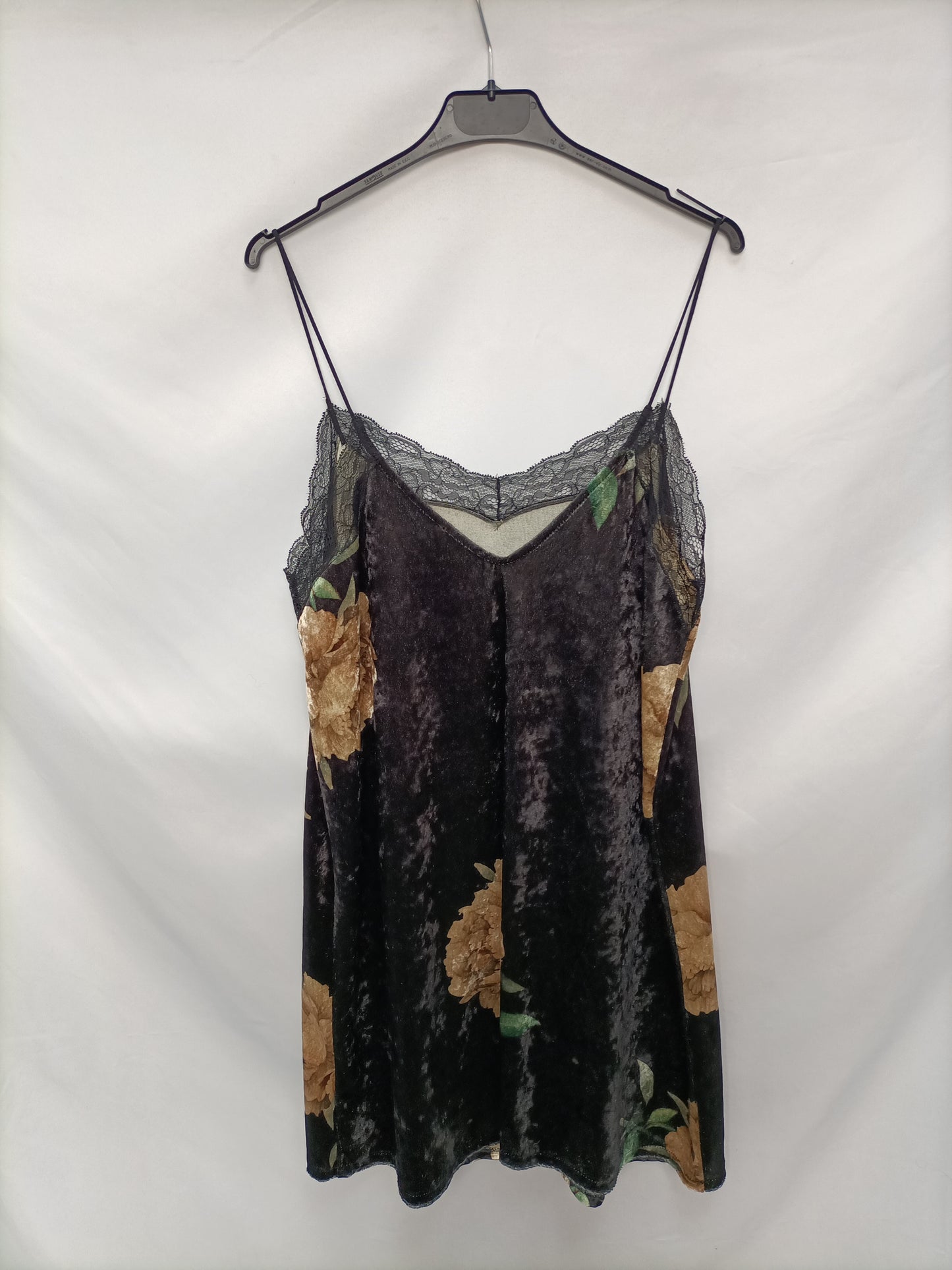 MANGO. Vestido terciopelo lencero T.l