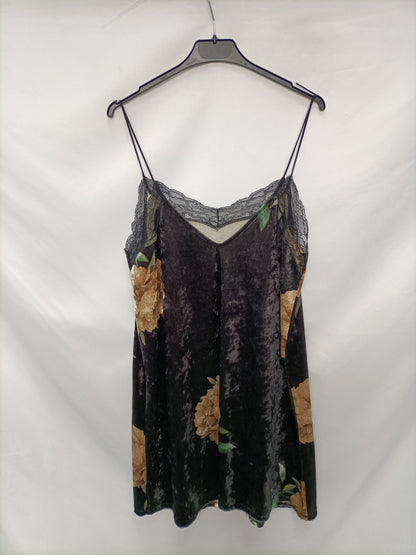 MANGO. Vestido terciopelo lencero T.l