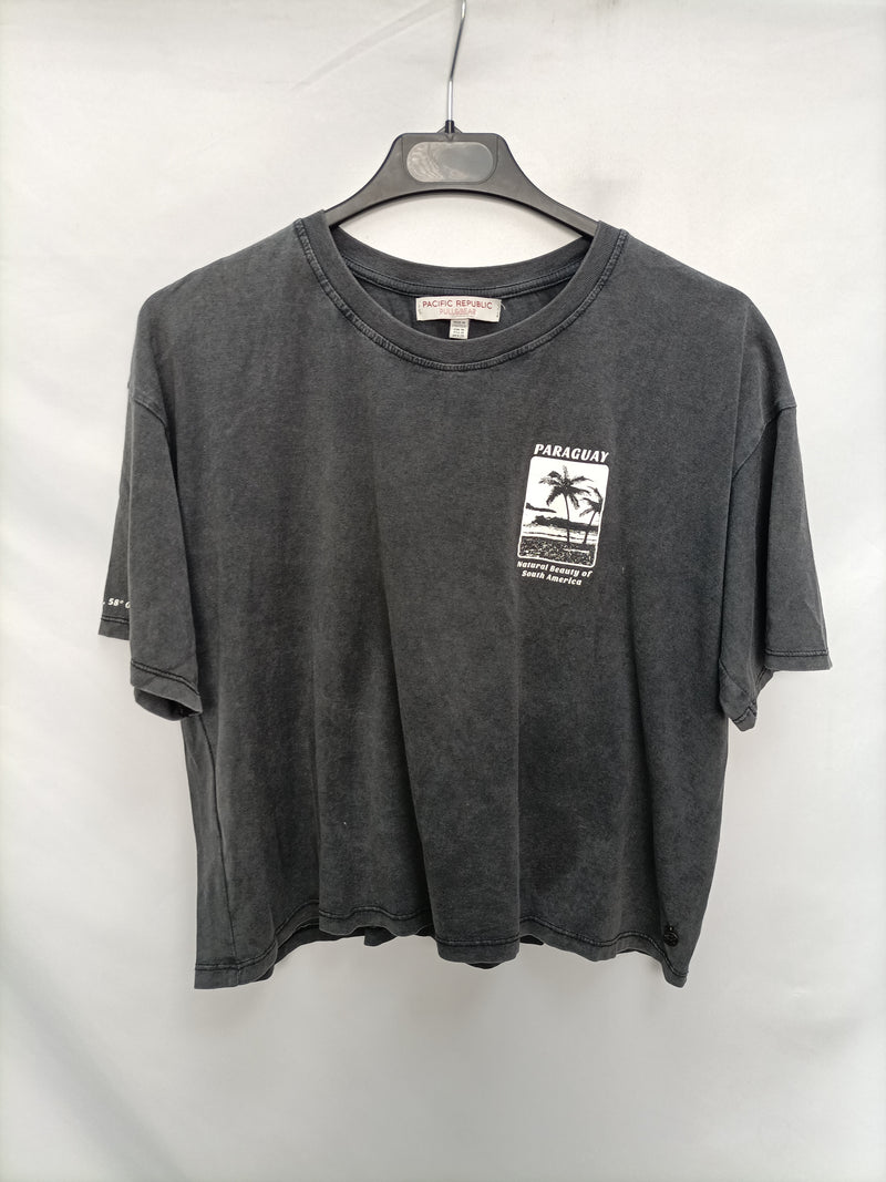 PULL&BEAR. Camiseta gris Paraguay T.m