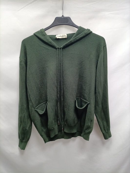 NATURA. Jersey capucha verde T.u(s)