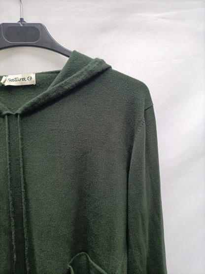 NATURA. Jersey capucha verde T.u(s)