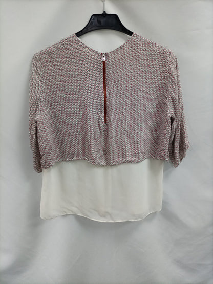 ZARA. Blusa dos texturas T.s