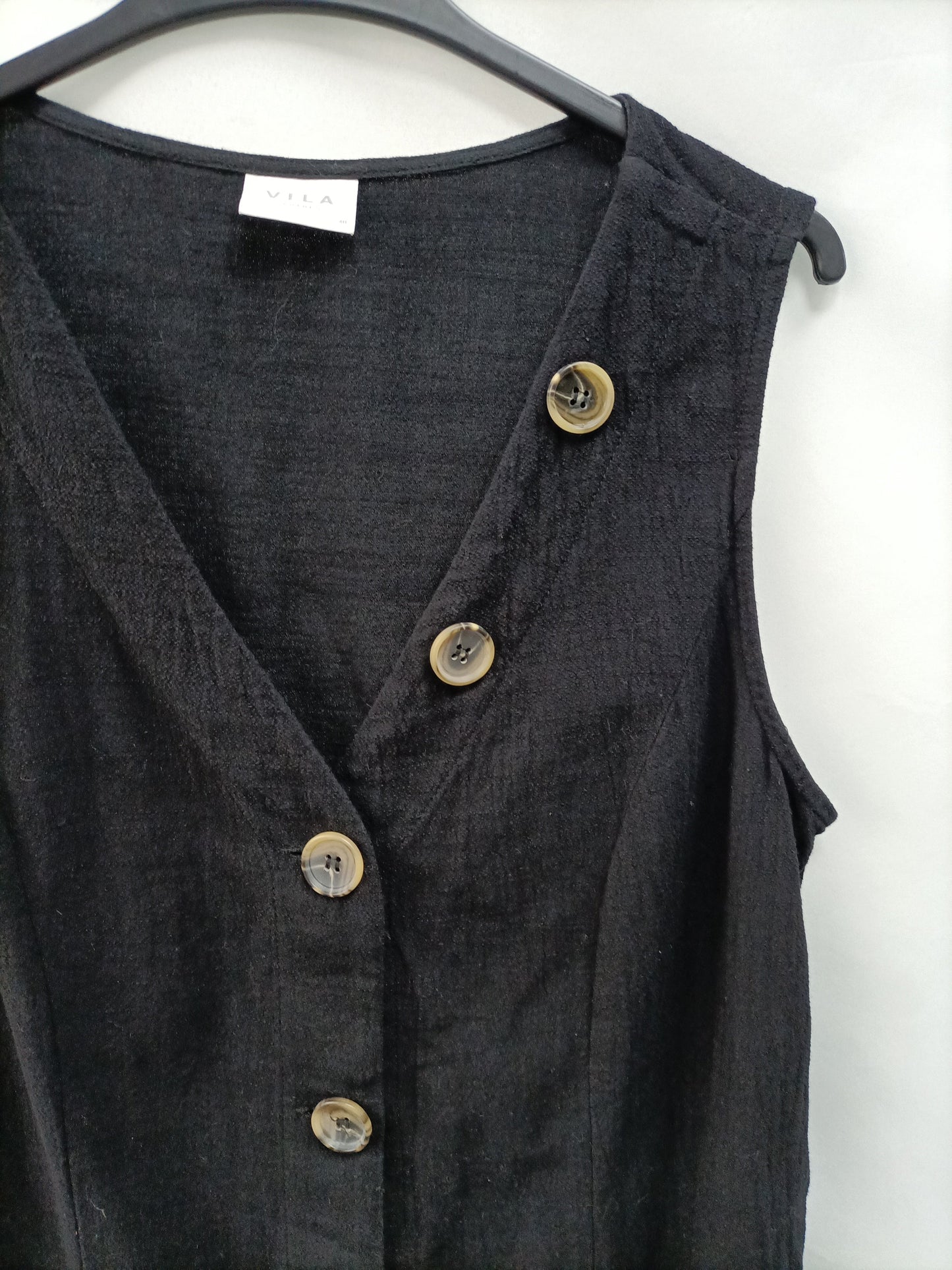 VILA CLOTHES. Black buttoned dress, size 40