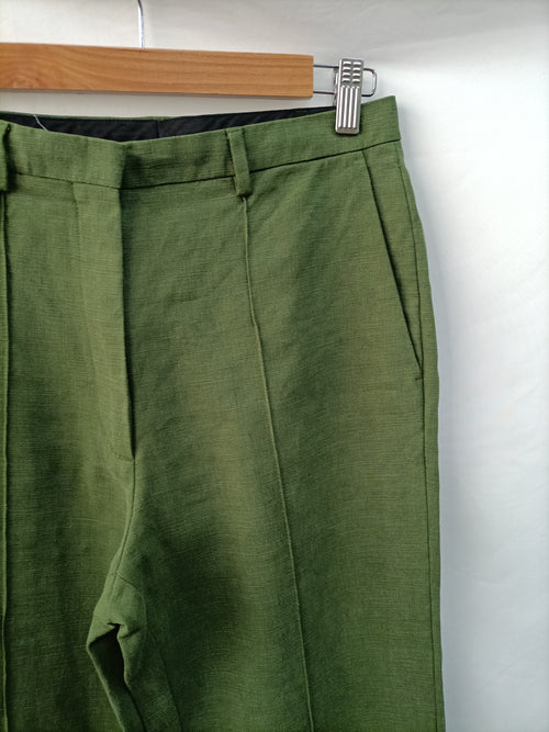 GOLDEN GOOSE. Pantalón verde lino T.s